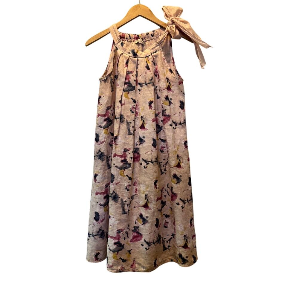 Bellambra Women's Sundress Multicolor Tie Dye Line Sleeveless Shoulder Tie Sz XS